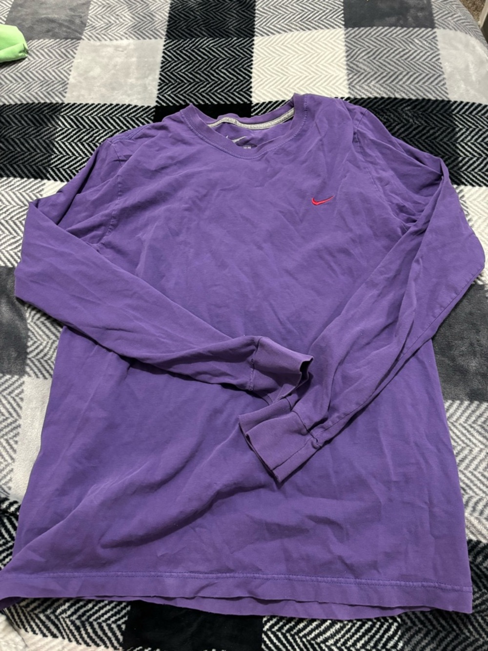 Nike Purple Long-Sleeve Crew Tee with Red Swoosh